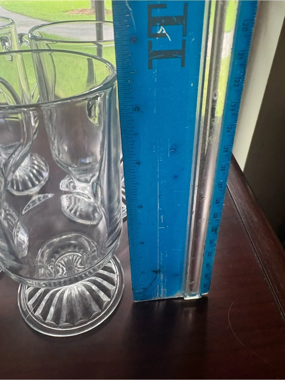 Set of 4 Clear Glass Footed Mugs with Handles